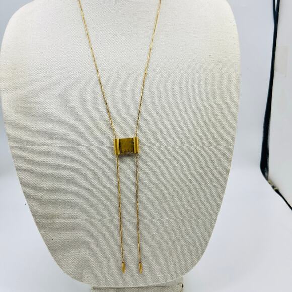 Madewell Jewelry - Madewell Lariat Bolo Style Necklace Matte Gold Minimalist Avant Garde
